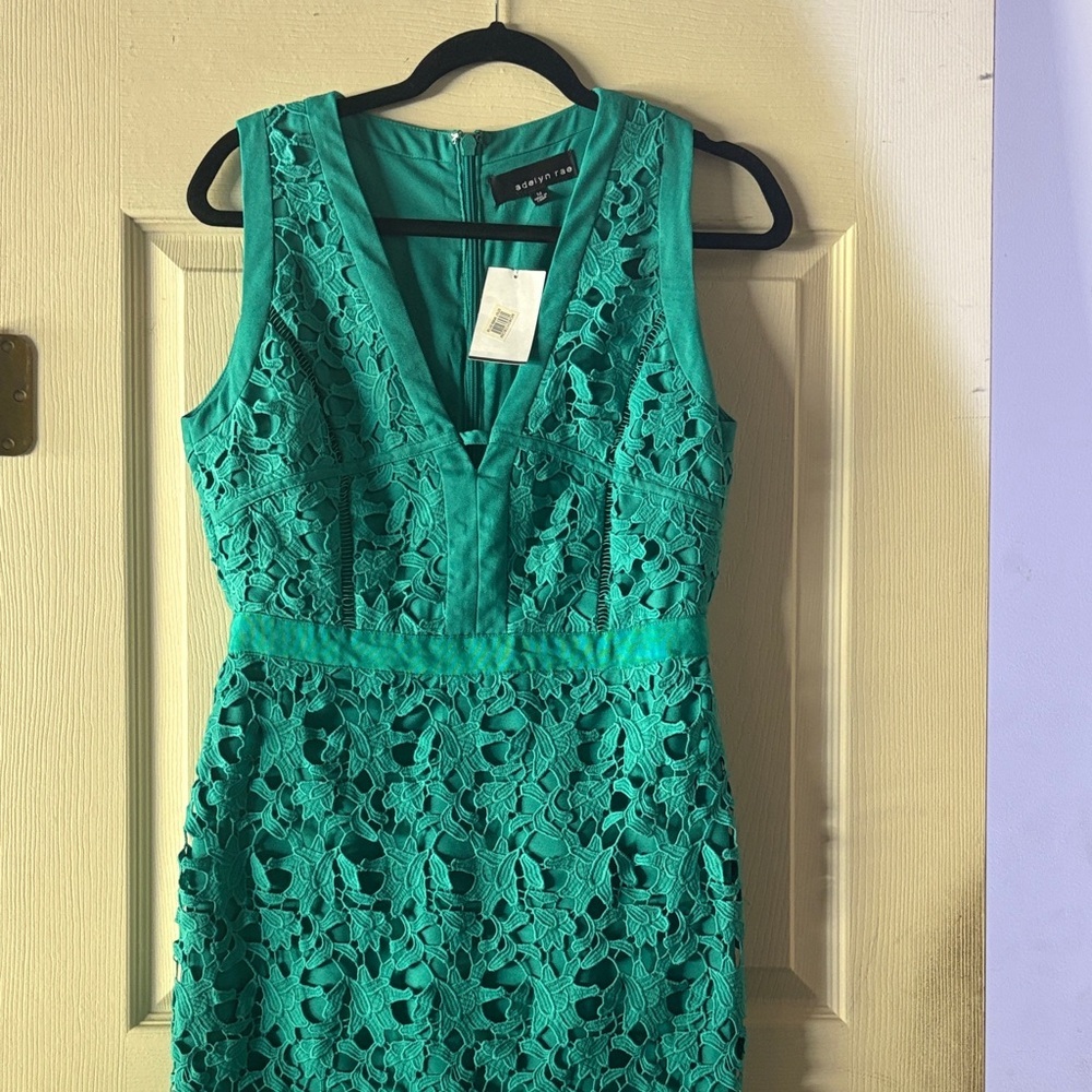 Adelyn Rae Teal Lace Midi Dress